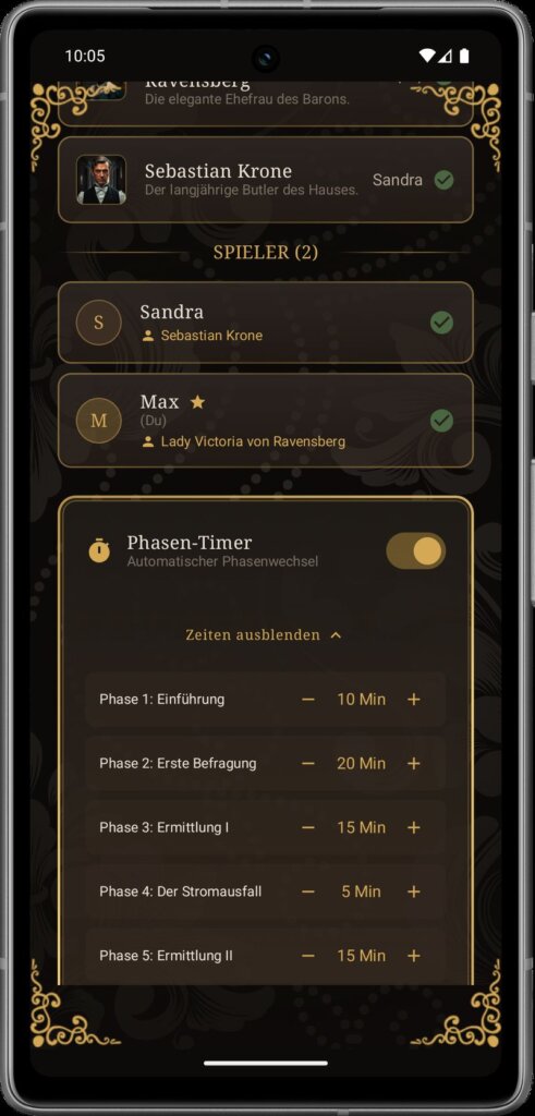 Mystery Evening Bibliothek - Host Spiel Lobby