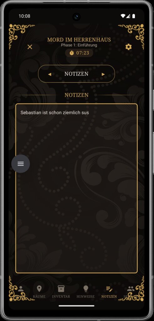 Mystery Evening Bibliothek - Ingame Notizen